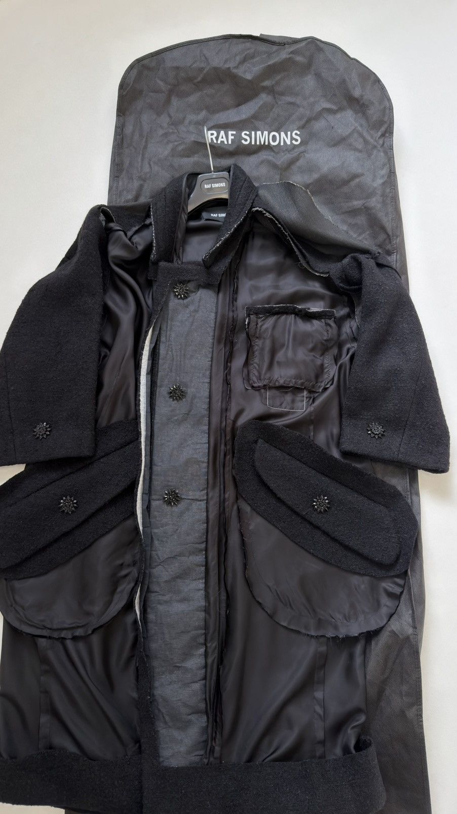 Raf Simons S/S 19 Black ‘Big Lining Coat With Wool Sleeves’ Size US M / EU 48-50 / 2 - 17 Thumbnail