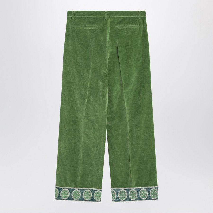 Valentino o1d2blof1025 Velvet Pants in Green Size US 32 / EU 48 - 2 Thumbnail