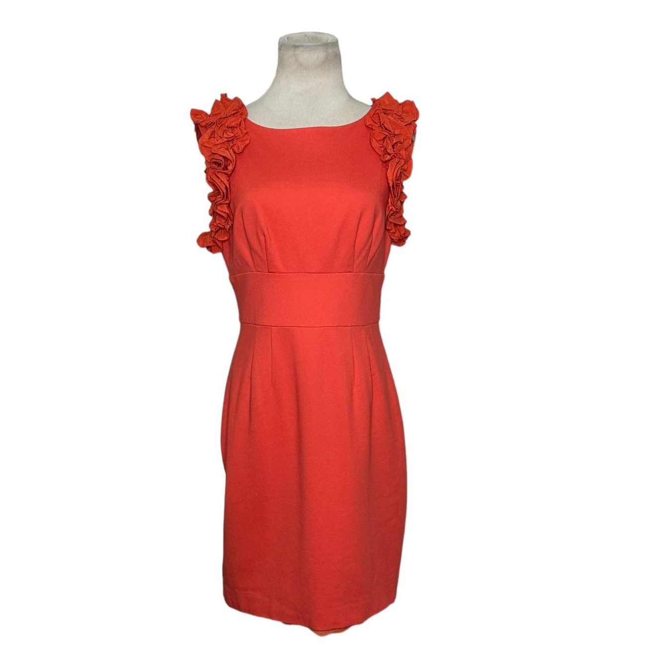 Trina Turk Orange Mina Ruffle Mini Dress Size Small