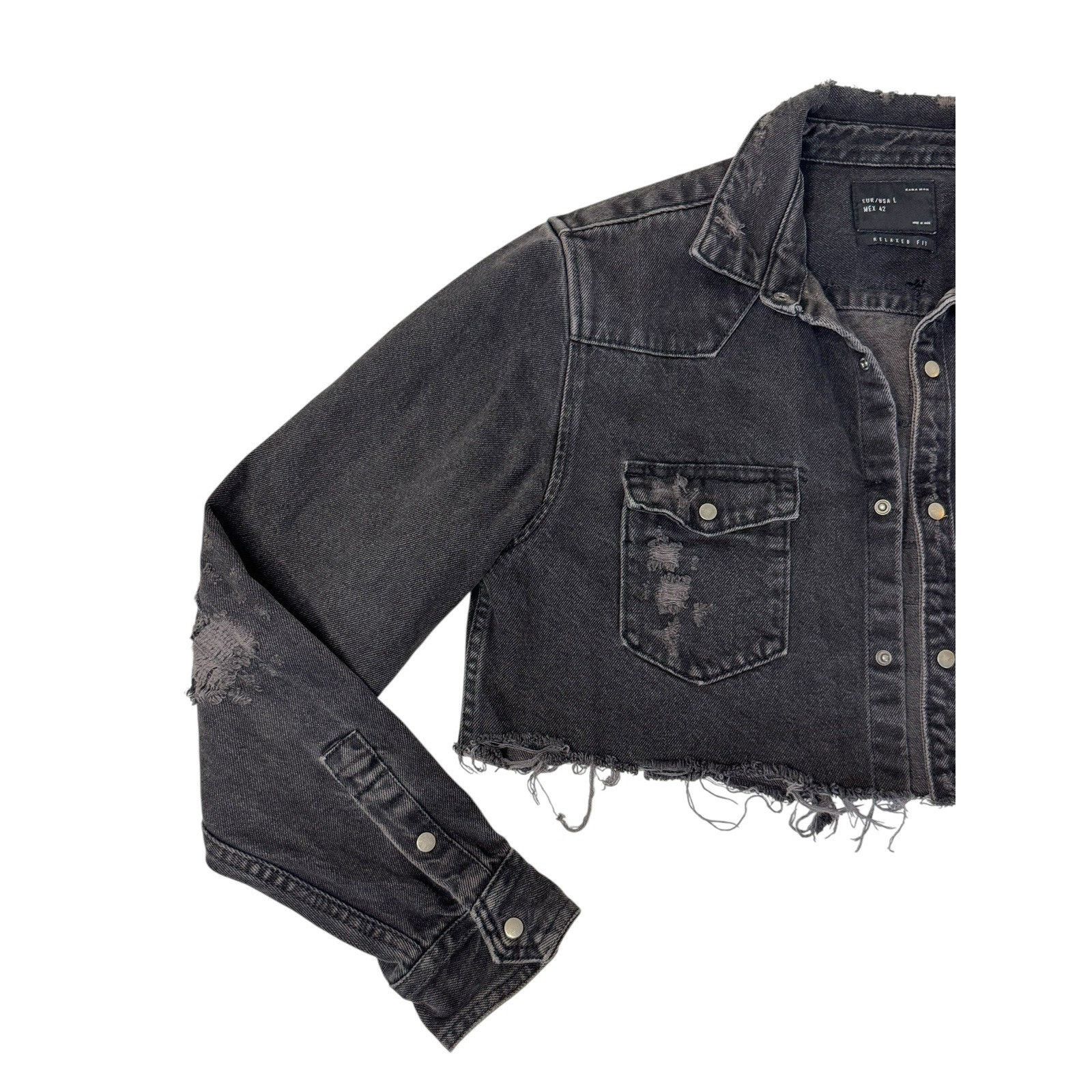 Zara Steven ZHU Deep House Electronic Music Upcycled Denim Jacket Size L / US 10 / IT 46 - 7 Thumbnail