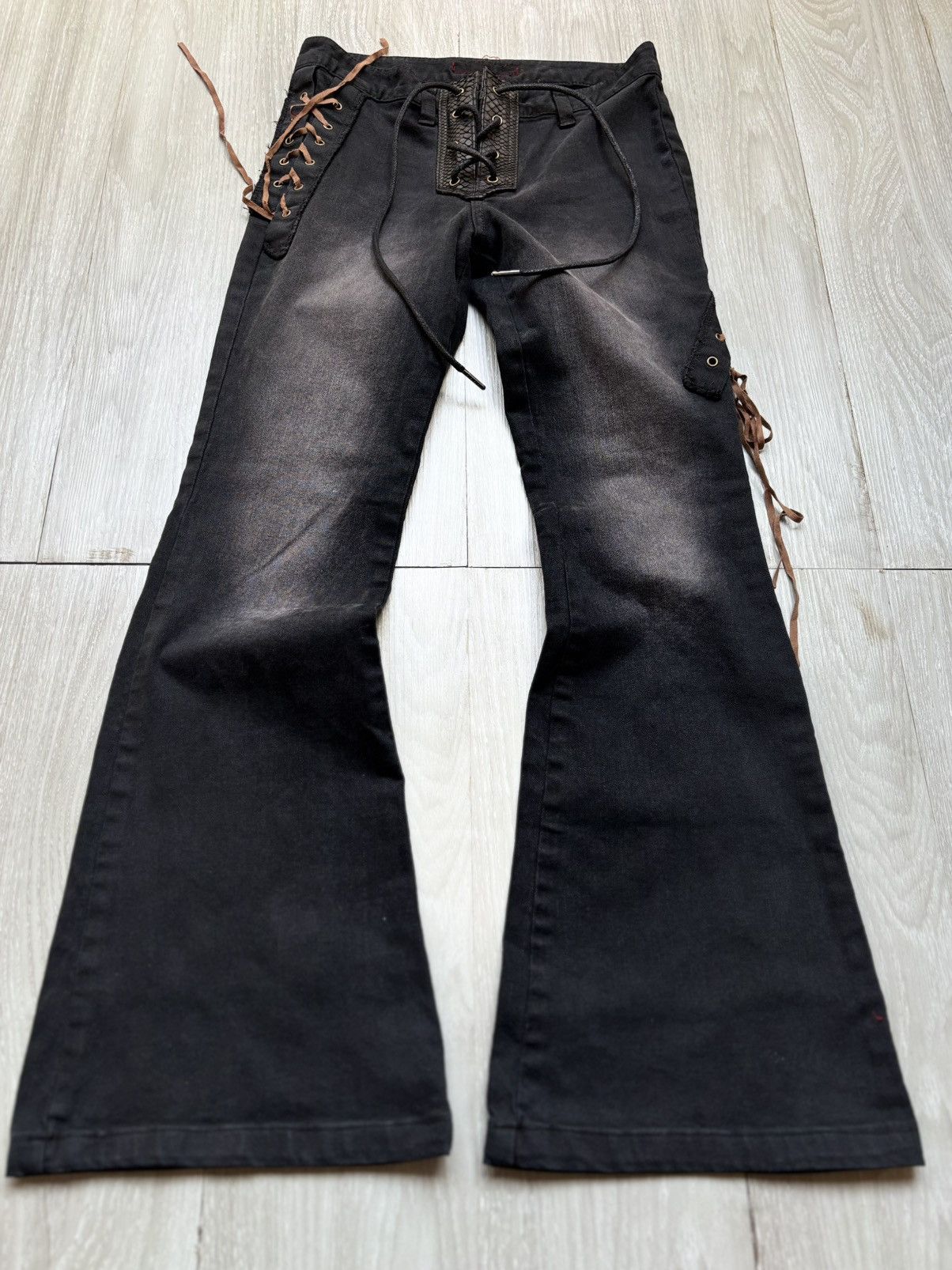 Japanese Brand Vertgarments lace-up flare jeans Size US 26 / EU 42 - 1 Thumbnail
