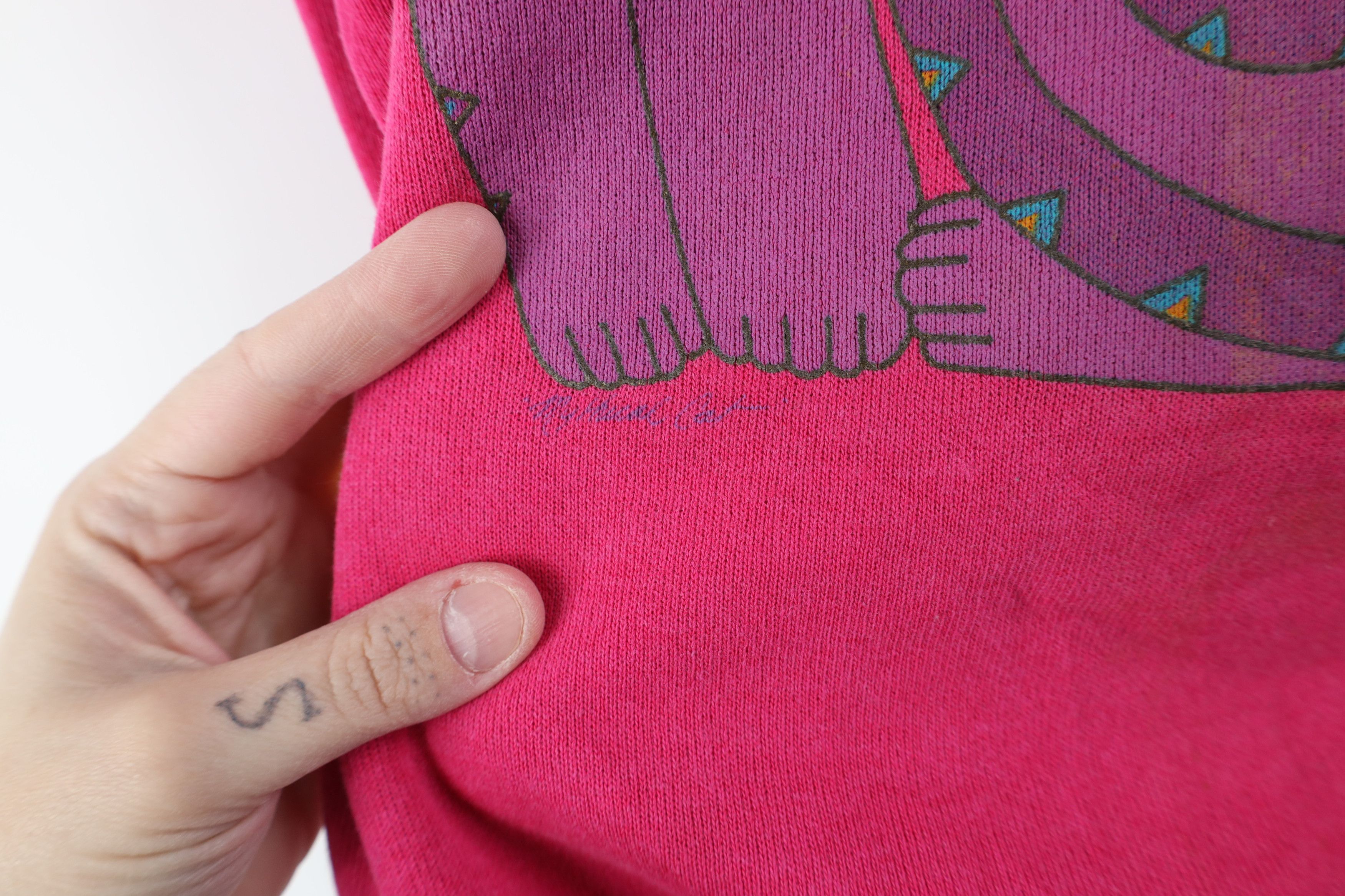 Vintage Vintage 90s Streetwear Art Cat Kitten Sweatshirt Pink USA Size M / US 6-8 / IT 42-44 - 5 Thumbnail
