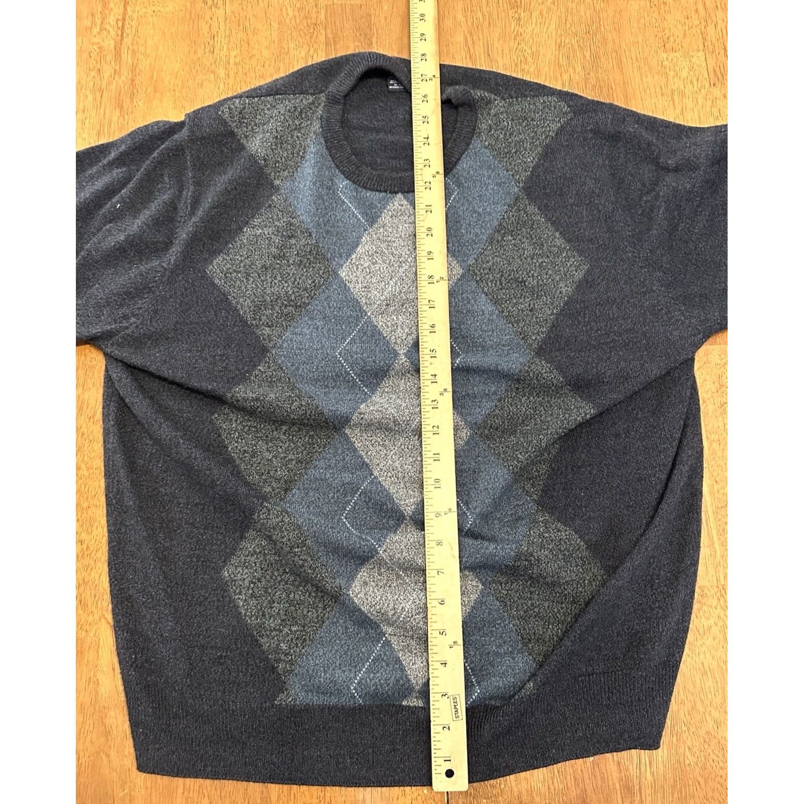 Dockers DOCKERS Argyle Knit Sweater XL Gray Geometric Casual Pullover Mens Size US XL / EU 56 / 4 - 5 Thumbnail