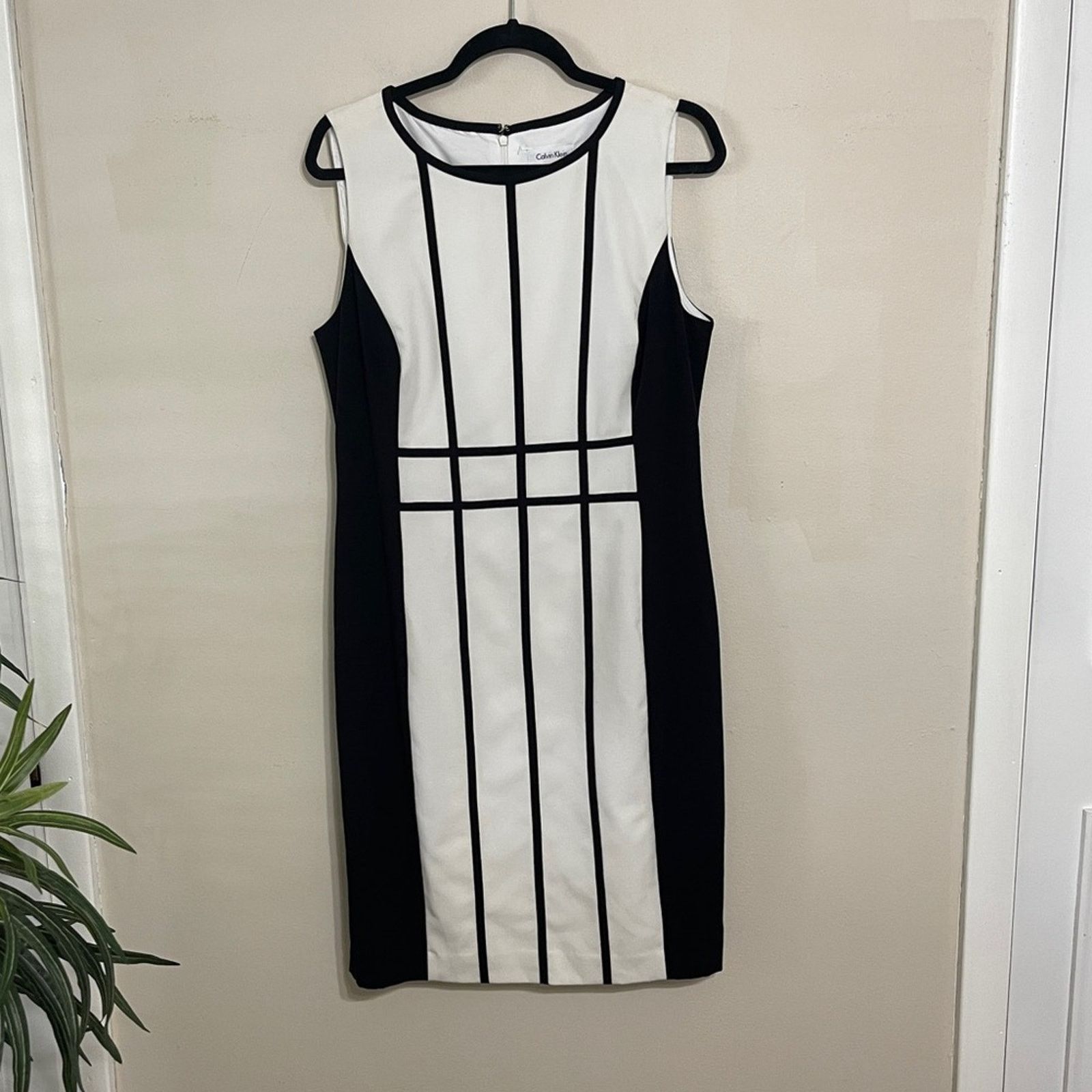 calvin klein black white striped dress Elegant Black Evening Dress
