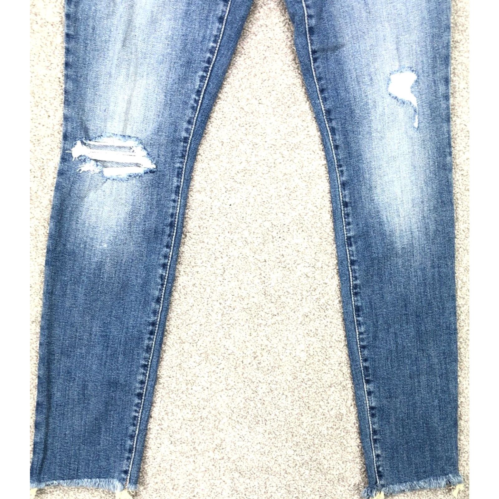 Lucky Brand Lucky Brand Jeans Women Skinny 0 25 Ankle Raw Hem Distressed Blue Denim Pants Size 25" / US 0 / IT 36 - 4 Thumbnail