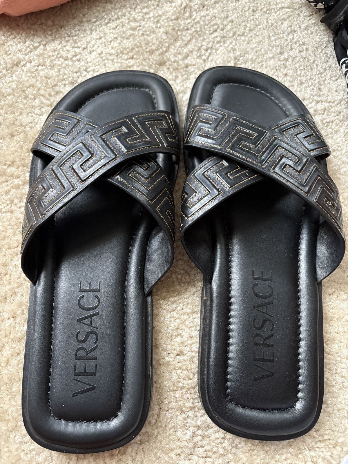 Versace Versace Men Greca Leather slides Size US 12 / EU 45 - 6 Thumbnail