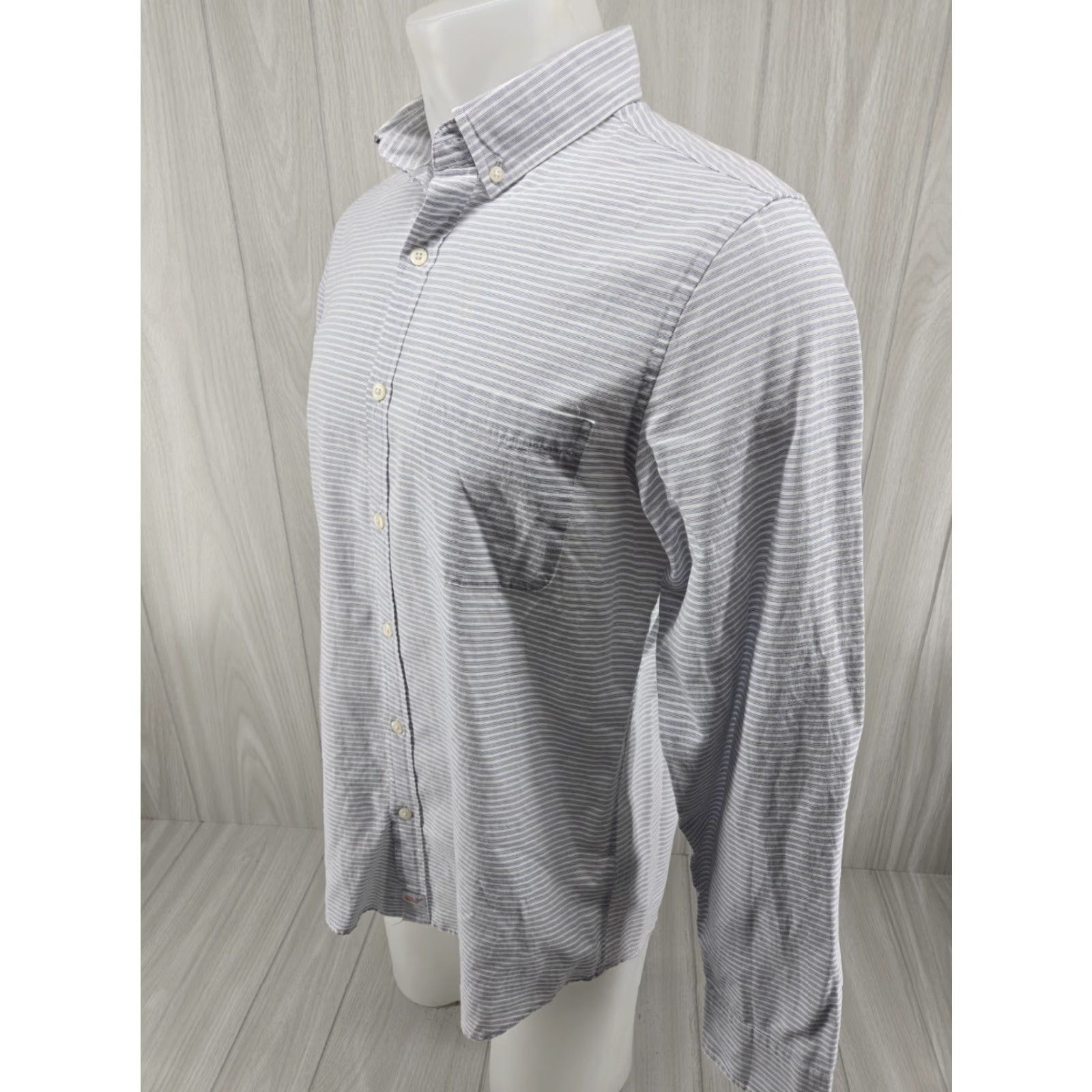 Vineyard Vines Vineyard Vines Button-Up Murray Shirt Striped Blue Slim Fit Cotton Linen Men M Long Sleeve Size US M / EU 48-50 / 2 - 3 Thumbnail