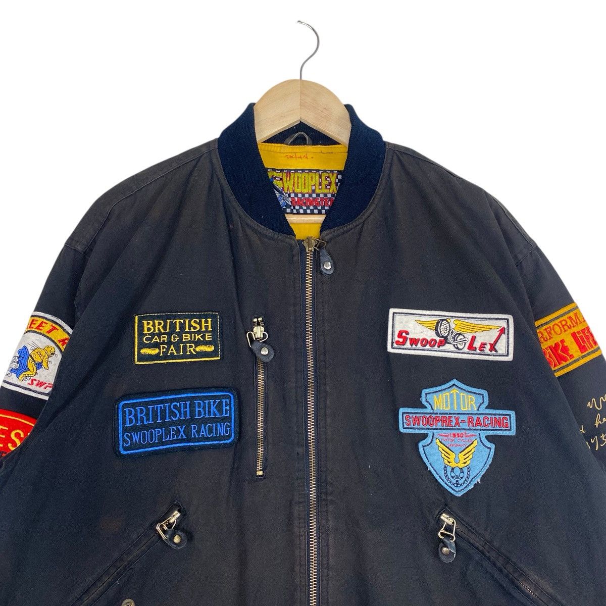 Japanese Brand 💥80s SWOOPLEX RACING TEAM BIKER BOMBER JACKET Size US L / EU 52-54 / 3 - 5 Thumbnail