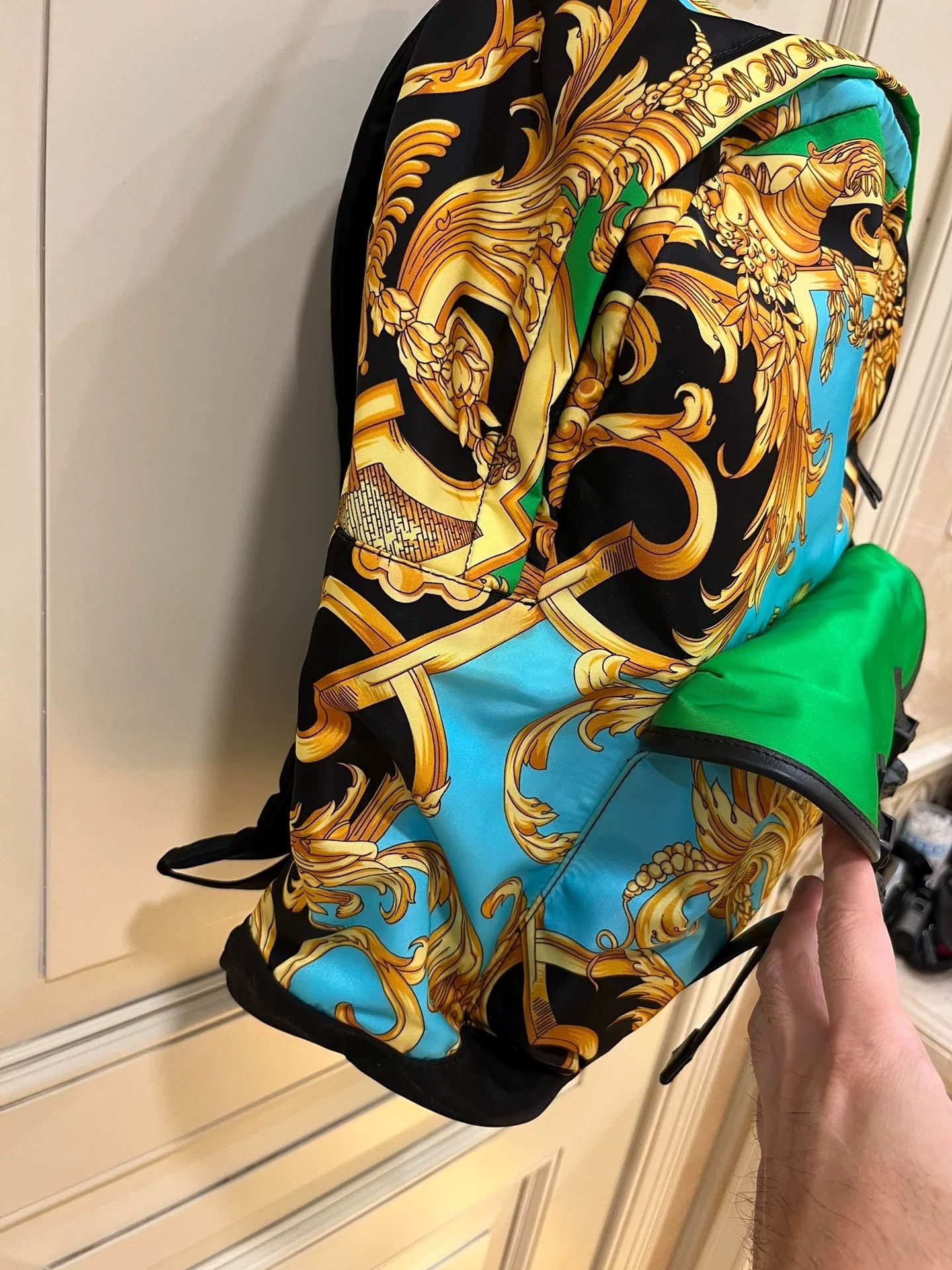 Versace Versace Baroque Print Gold Green Backpack Size 36 - 4 Thumbnail