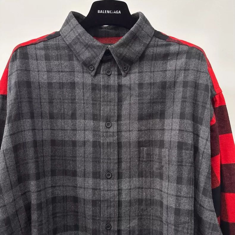 Balenciaga Balenciaga size 37 SS21 Black and Red Plaid Patchwork Embro Size US M / EU 48-50 / 2 - 3 Thumbnail