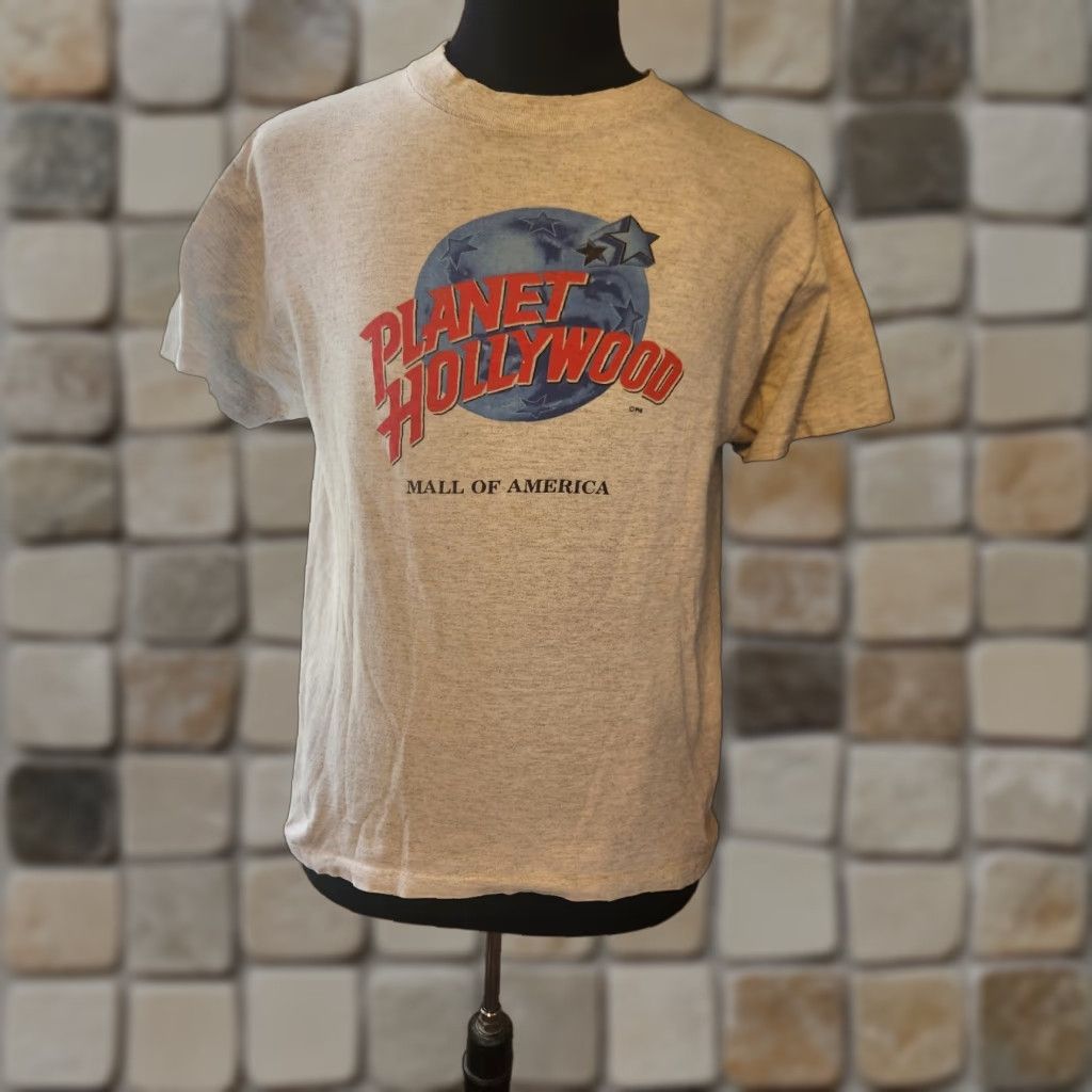Planet Hollywood VINTAGE Planet Hollywood T-Shirt Mens Shirt Gray 90s Single Stitch Crew Neck Short Sleeve M size Size US M / EU 48-50 / 2 - 1 Thumbnail