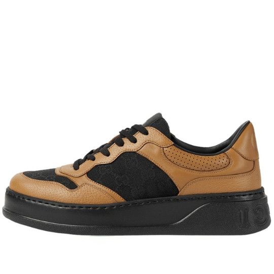 image of Gucci Lace-Up Sneakers GG Embossed in Camel, Men's (Size 8)