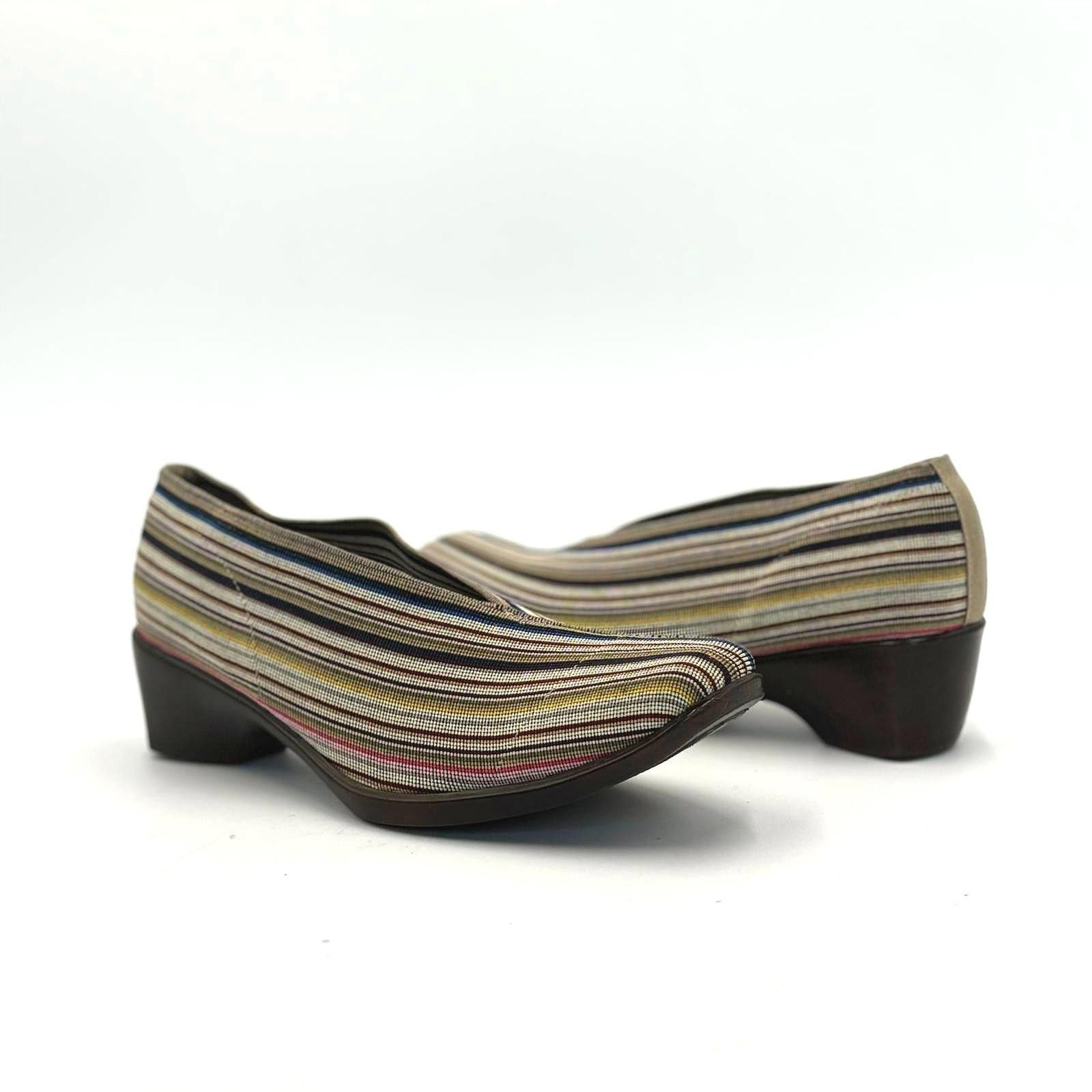 Designer San Miguel Multicolor Striped Square Toe Wedge Heel Sz 10 Size US 10 / IT 40 - 1 Thumbnail
