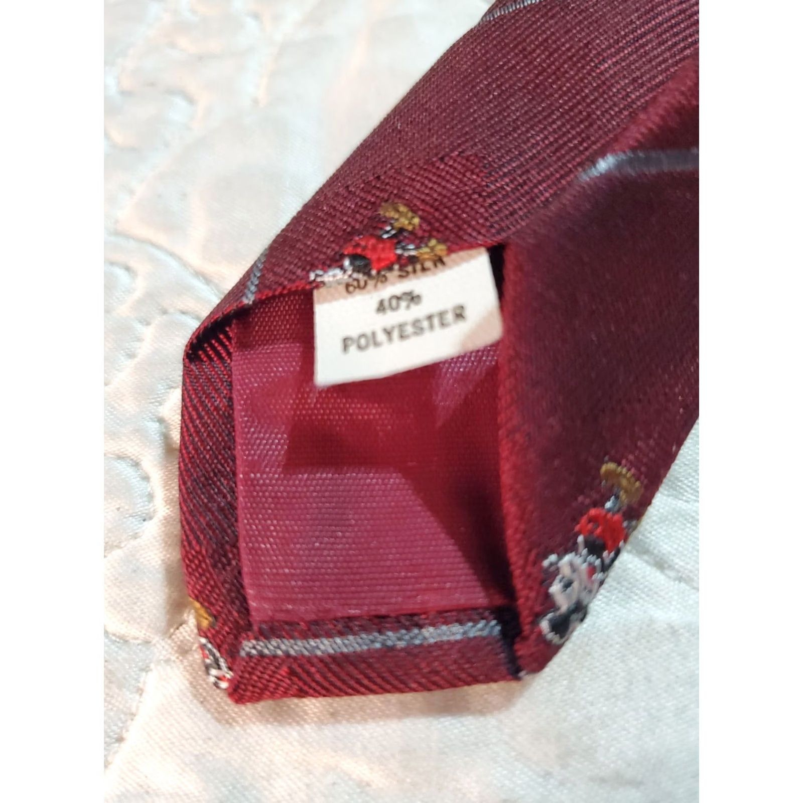 Vintage Mickey Mouse Tie J.G.Hook Skinny Burgundy Men Neck Tie Disney 60% Silk 40% Polyester Short Size ONE SIZE - 6 Thumbnail