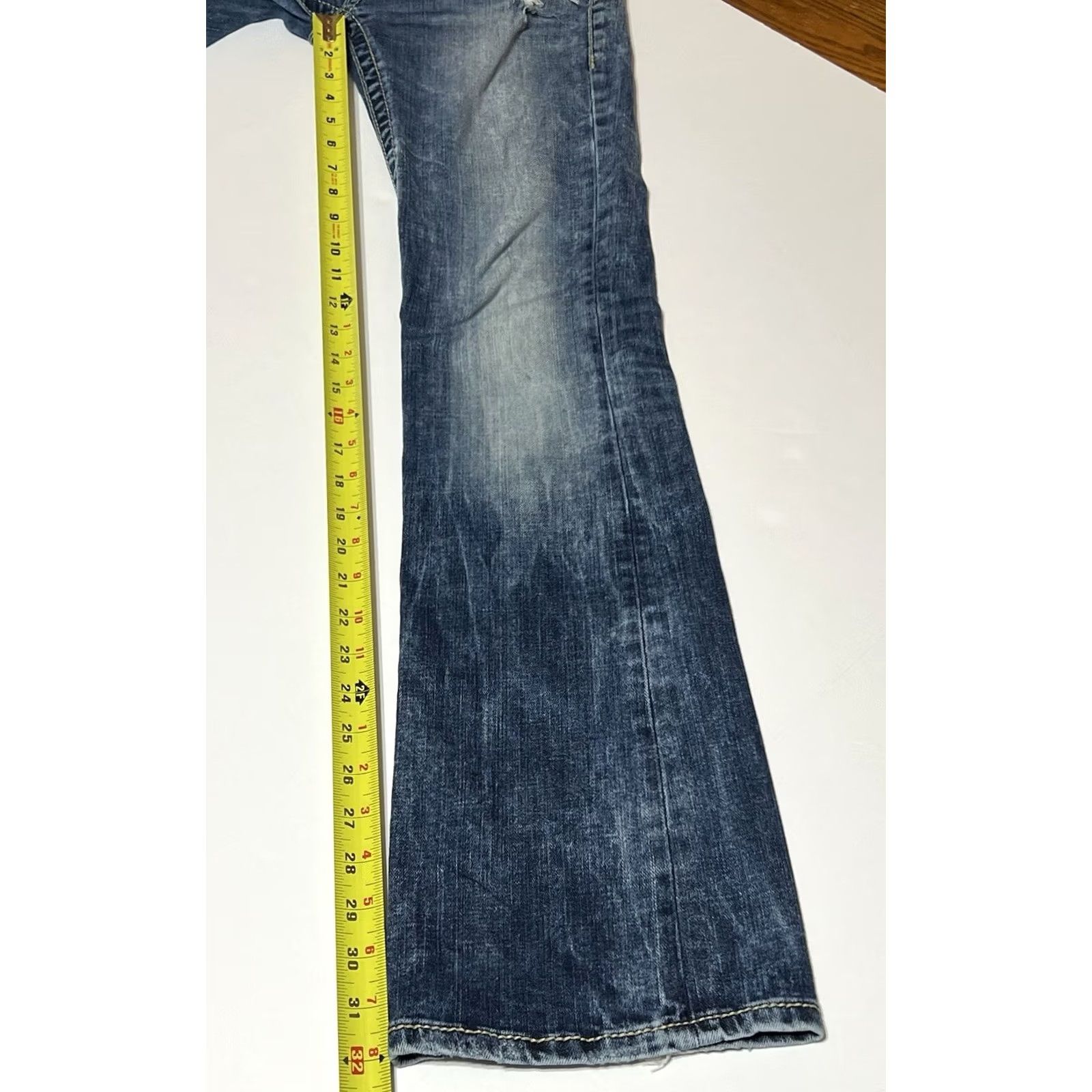 BKE BKE Stella Bootcut Jeans Blue Low Rise Denim 30 Inseam 32 Distressed Regular Rise Stretch 5-Pocket Womens Jeans Size 30" / US 8 / IT 44 - 5 Thumbnail