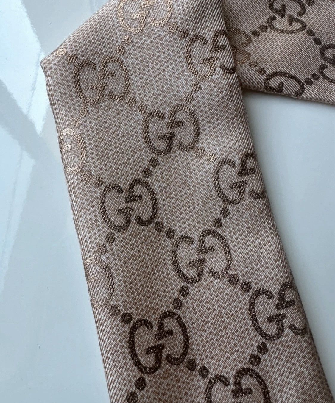 Gucci Gucci Bandeau Silk Scarf Pink GG Logo 5/120cm! Size ONE SIZE - 4 Thumbnail