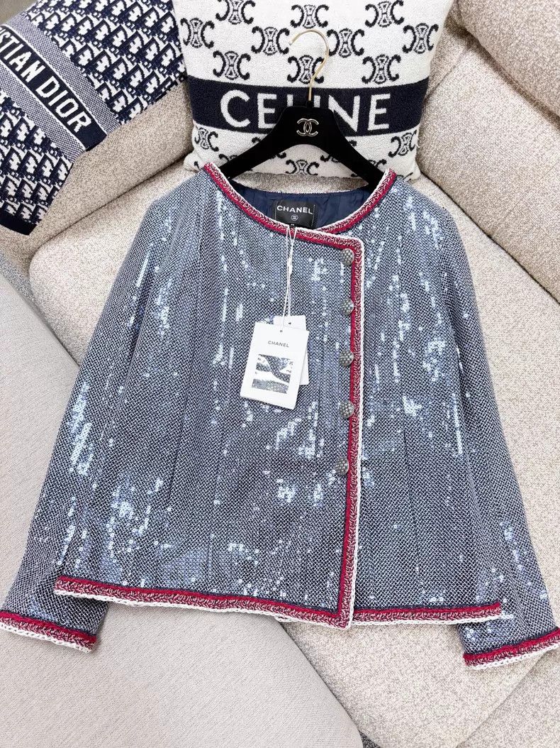 Chanel Chanel Ice blue sequin red woven rolled edge jacket Size S / US 4 / IT 40 - 2 Thumbnail