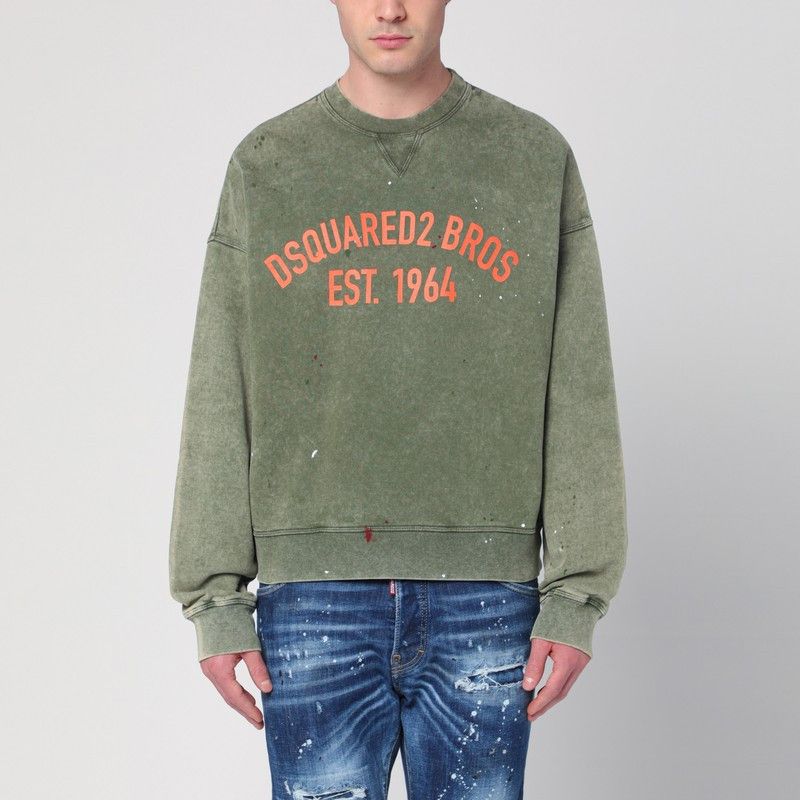 スウェット・トレーナー Dsquared2 Washed Green Sweatshirt With Logo Men's Sweatshirts and Hoodies | DSQUARED2
