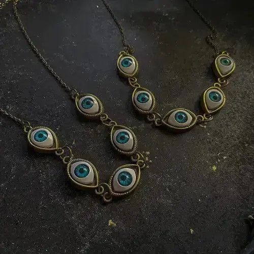Japanese Brand Streetwear Eye Trippy Evil Jewerly Necklace Chain Art Size ONE SIZE - 2 Thumbnail