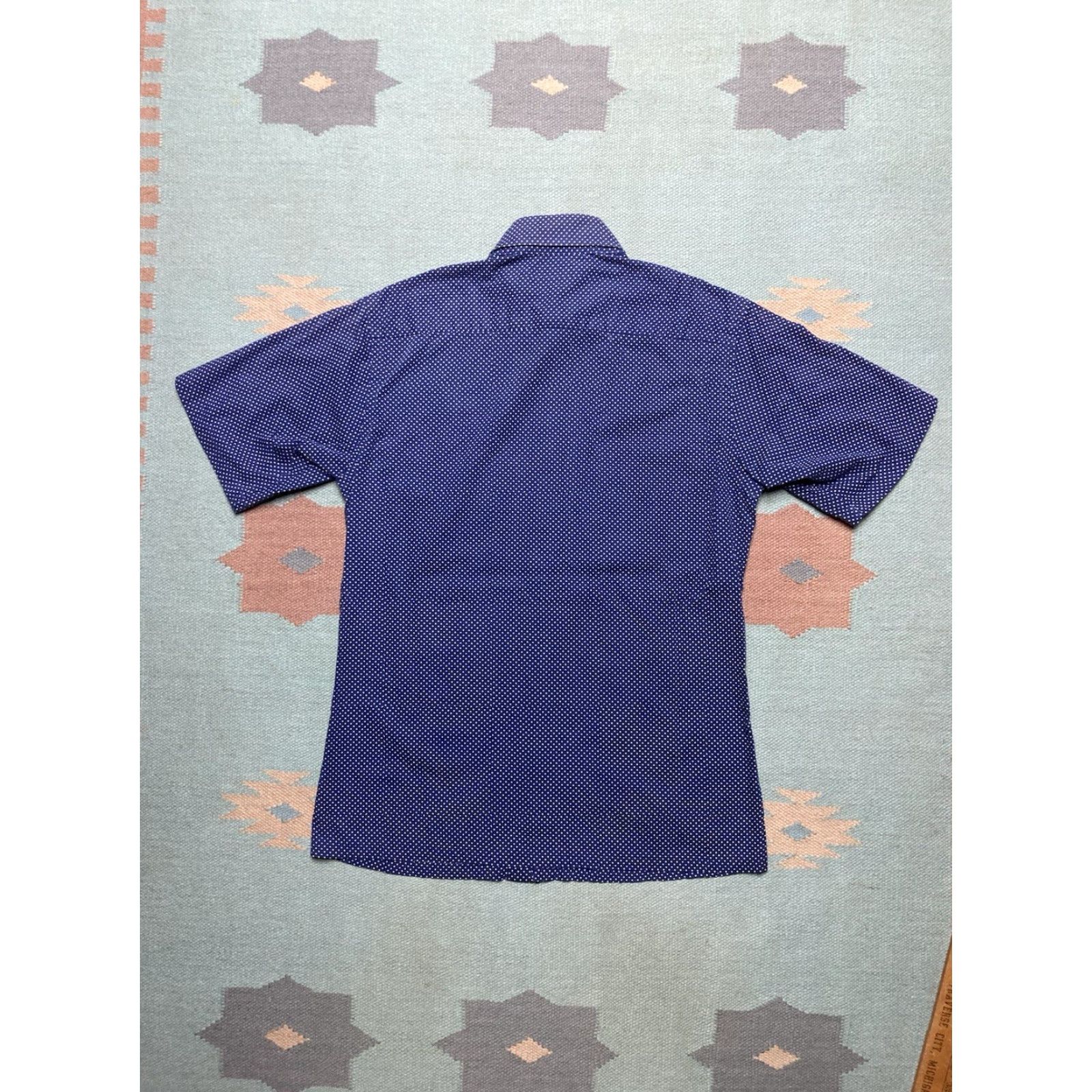 Enro VINTAGE Enro Button-Up Shirt Polka Dot Indigo Blue Short Sleeve Men M Size US M / EU 48-50 / 2 - 6 Thumbnail