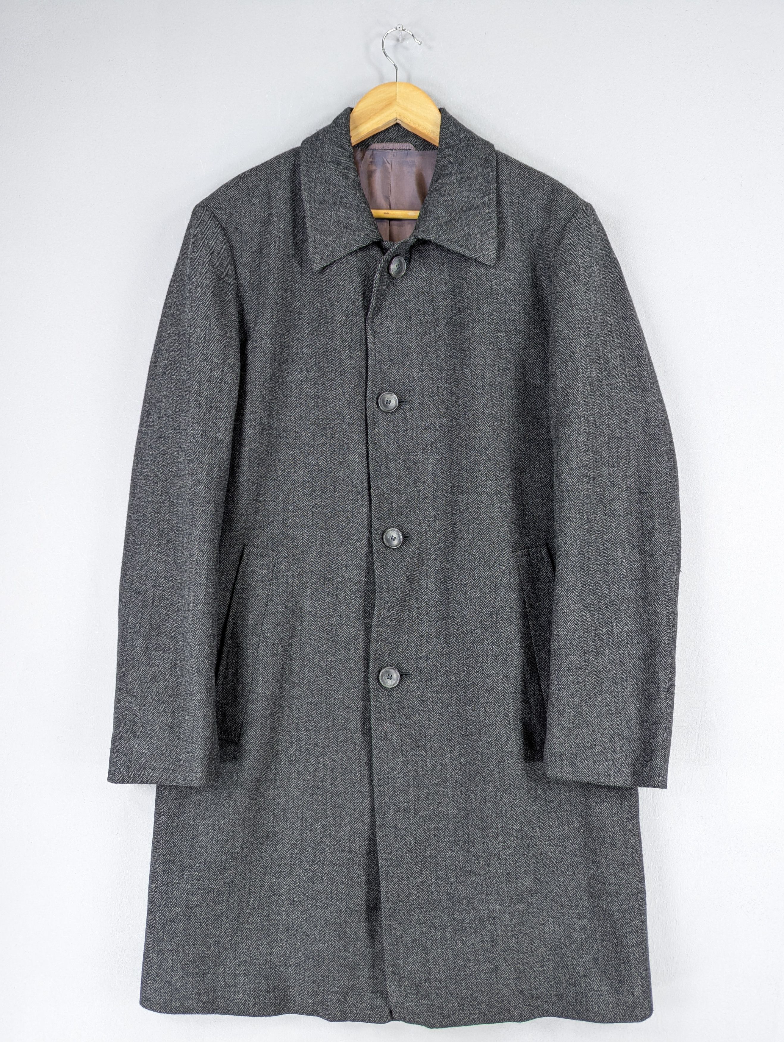 Hugo Boss Boss By Hugo Boss Herringbone Wool Long Coat Jacket Size US M / EU 48-50 / 2 - 1 Thumbnail
