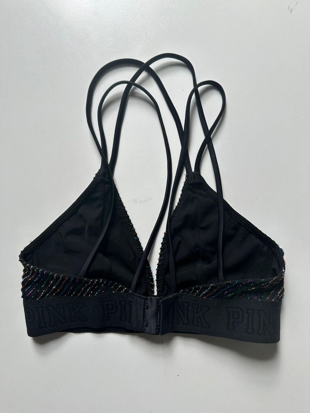 Pink Victoria Secret Pink Black & Rainbow Bralette Size ONE SIZE - 3 Thumbnail