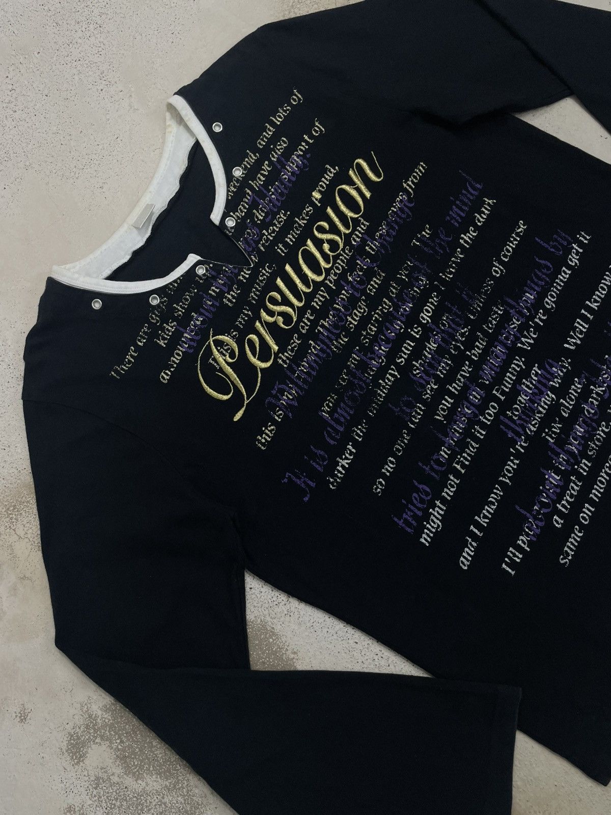 Japanese Brand Persuasion Embroidery Layered Tee Y2K Wording Overpriny Size US M / EU 48-50 / 2 - 3 Thumbnail