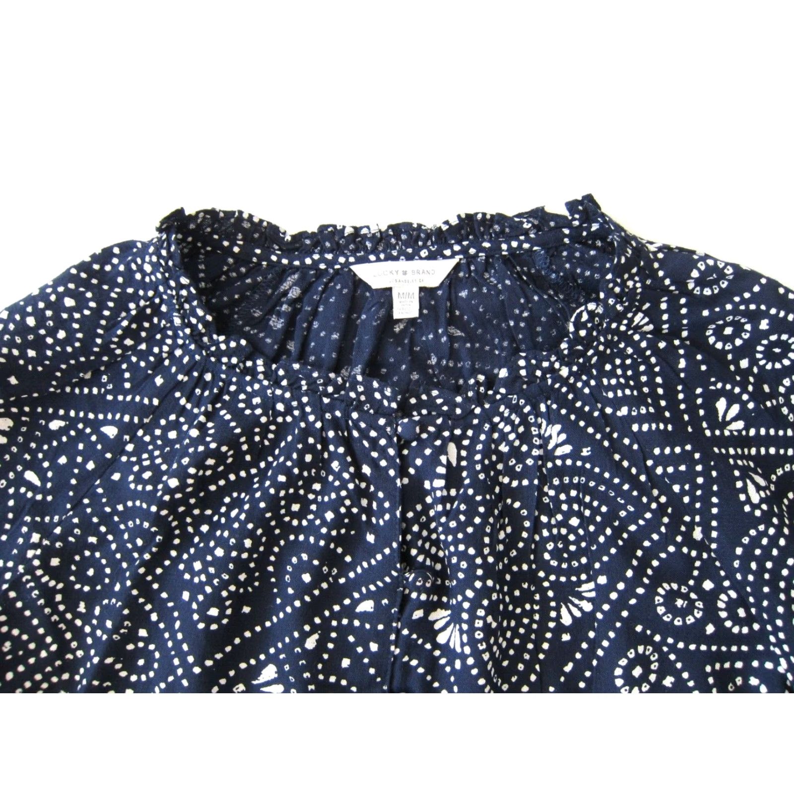 Lucky Brand Lucky Brand Blouse Shirt M Blue Polka Dot Long Sleeve Round Neck Women Size M / US 6-8 / IT 42-44 - 3 Thumbnail