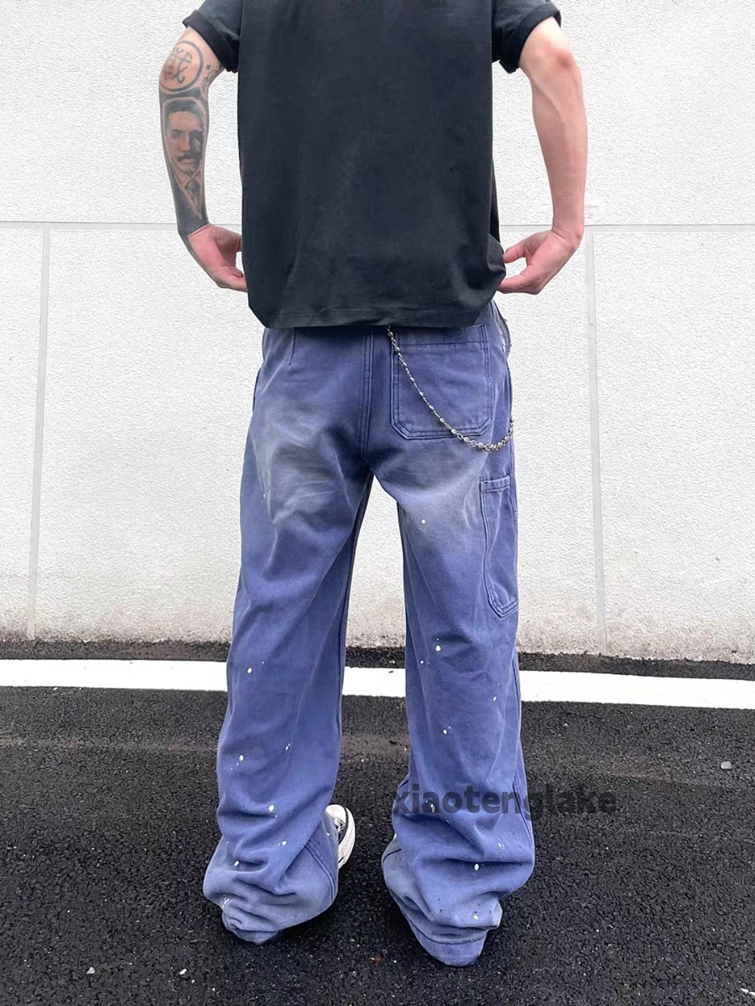 Designer Unisex washed faded loose baggy hiphop carpenter pants Size US 26 / EU 42 - 8 Thumbnail