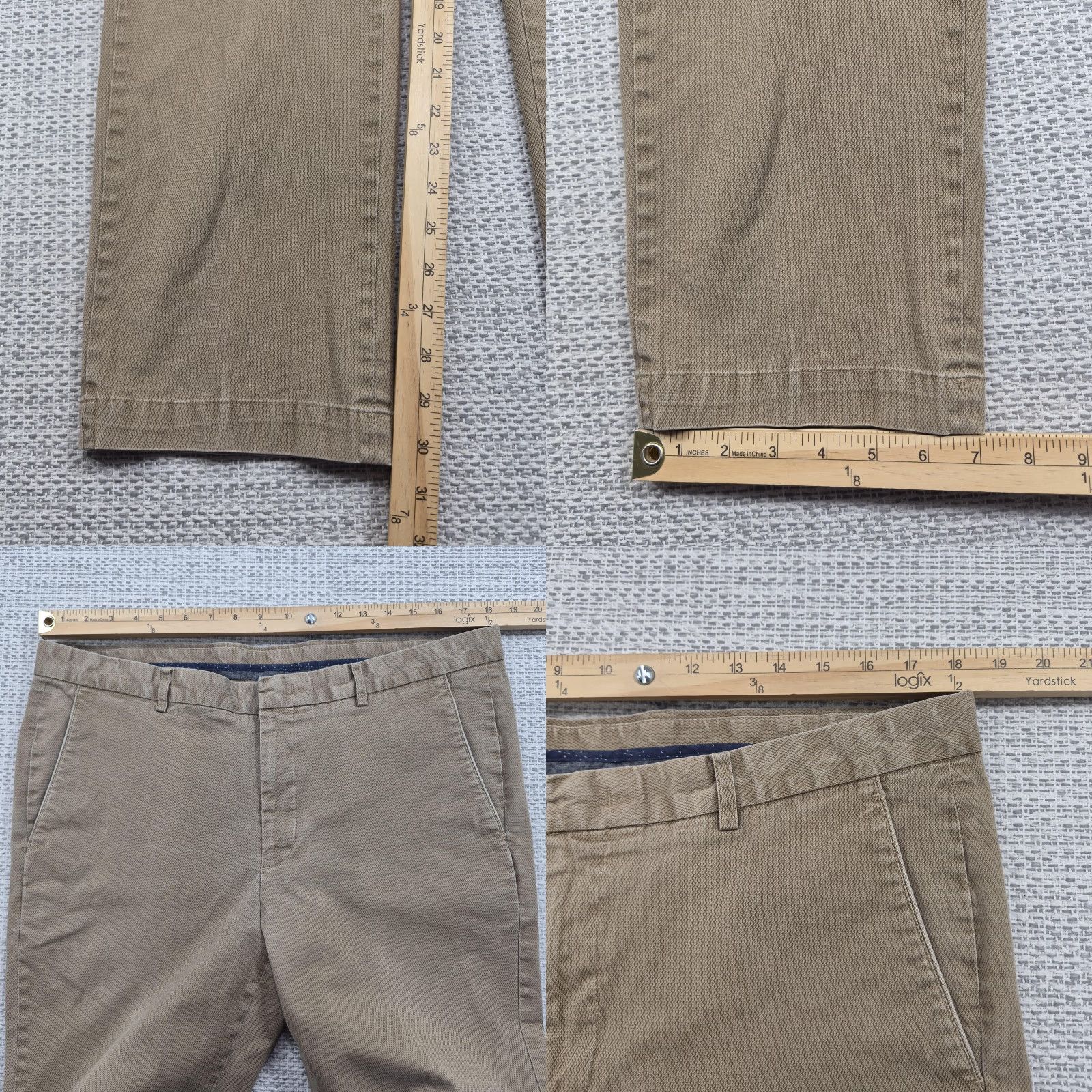 Murano Murano Alex Fit Pants Mens 38x32 Beige Textured Chino Stretch Casual Comfort Size US 38 / EU 54 - 8 Thumbnail
