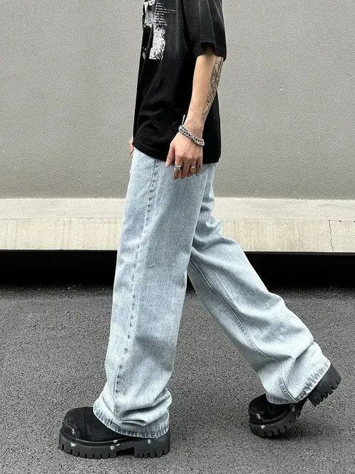 VIBE Blue Baggy Denim Jeans Size US 34 / EU 50 - 8 Thumbnail