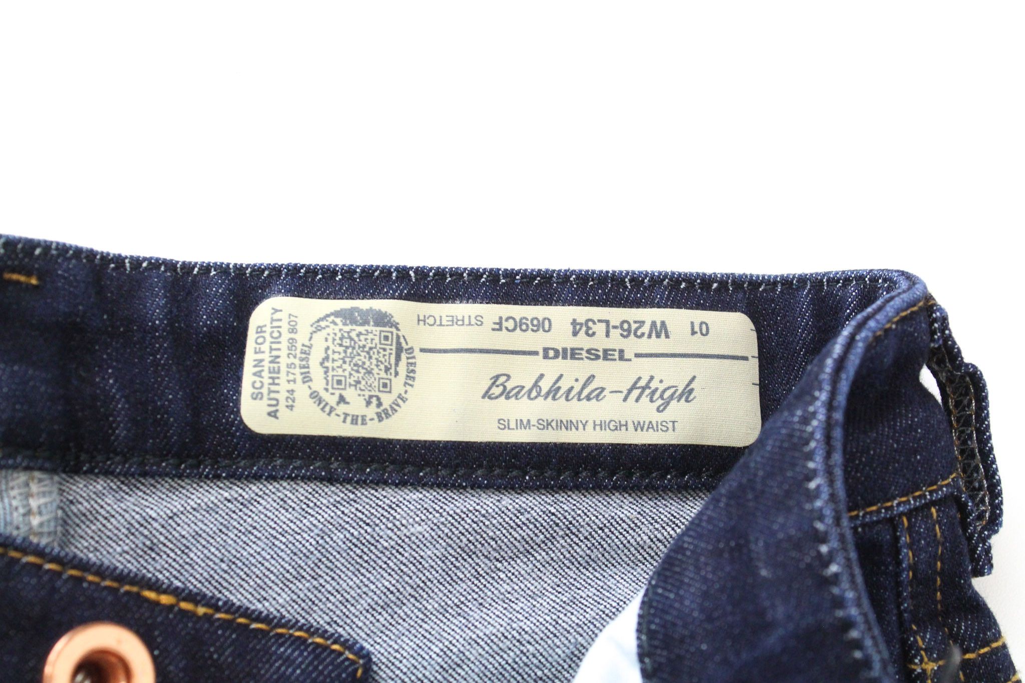 Diesel BABHILA-HIGH 069CF W26/L34 Dark Blue Stretch Jeans 69503 Size 26" / US 2 / IT 38 - 6 Thumbnail