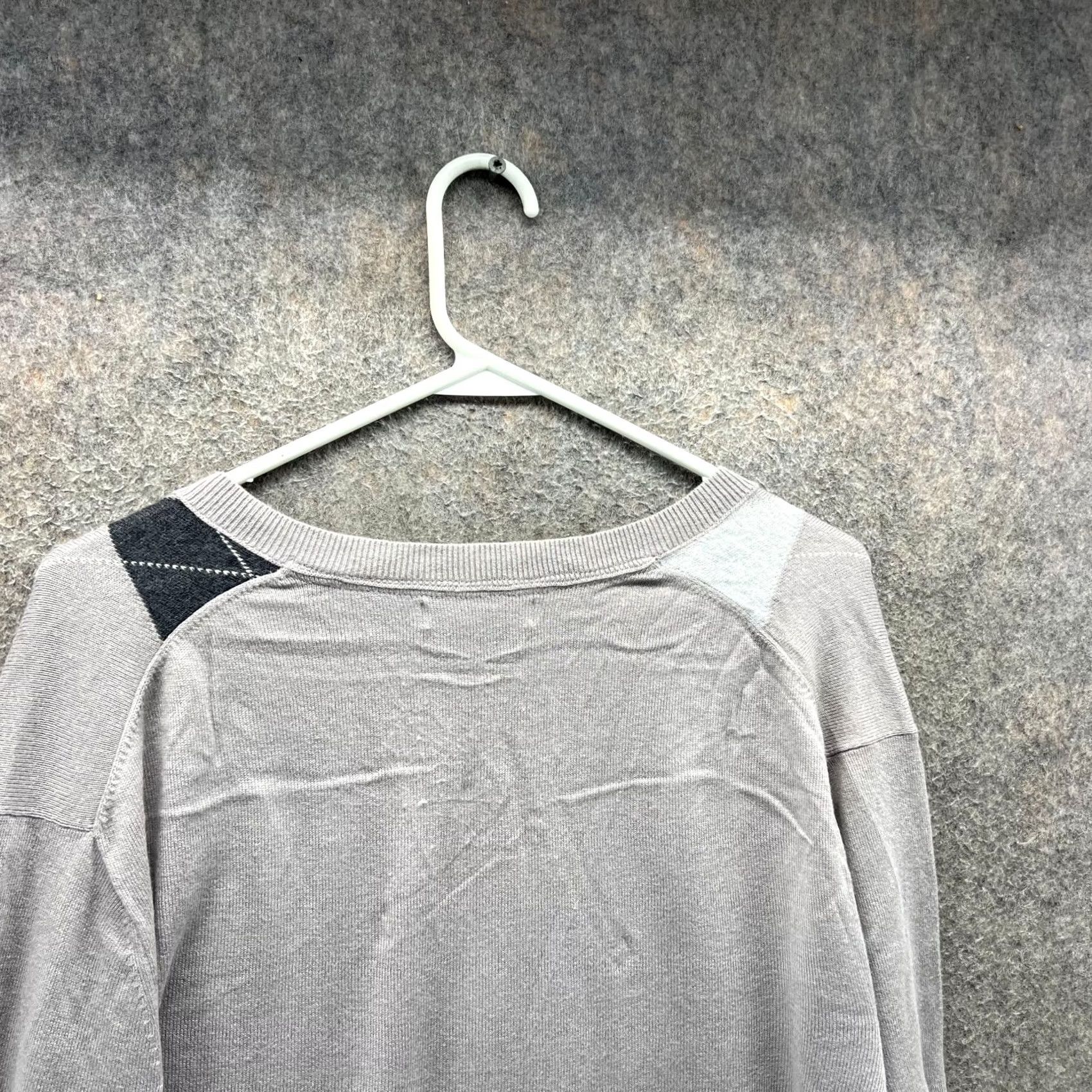 Banana Republic Banana Republic Sweater XL Gray Argyle Cotton Knit Pullover V-Neck Mens Size US XL / EU 56 / 4 - 2 Thumbnail