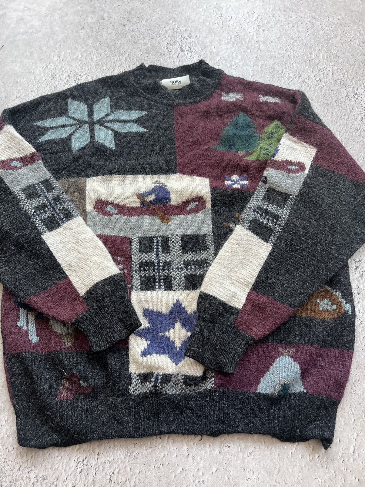 Carlo Colucci × Hugo Boss VINTAGE RARE 80s over print Hugo boss sweater crewneck Size US M / EU 48-50 / 2 - 5 Thumbnail