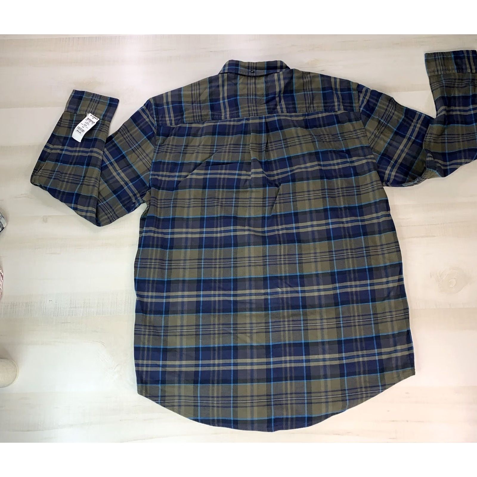 Tommy Hilfiger Tommy Hilfiger Classic Fit Stretch THFLEX Green Blue Plaid Oxford Shirt Mens L Size US L / EU 52-54 / 3 - 4 Thumbnail