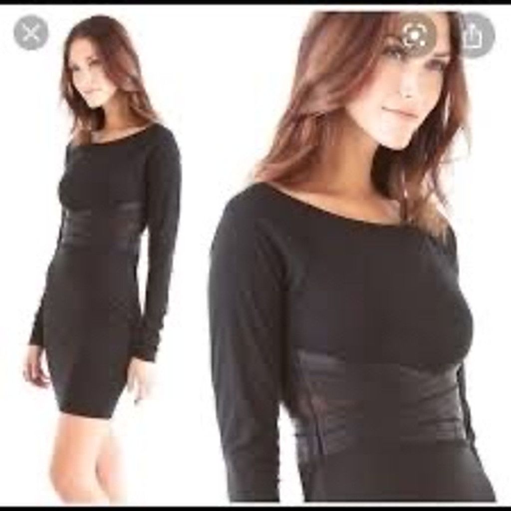 Bebe Elizabeth and James Black Long-Sleeve Mesh Panel Dress - XS Size XS / US 0-2 / IT 36-38 - 1 Thumbnail