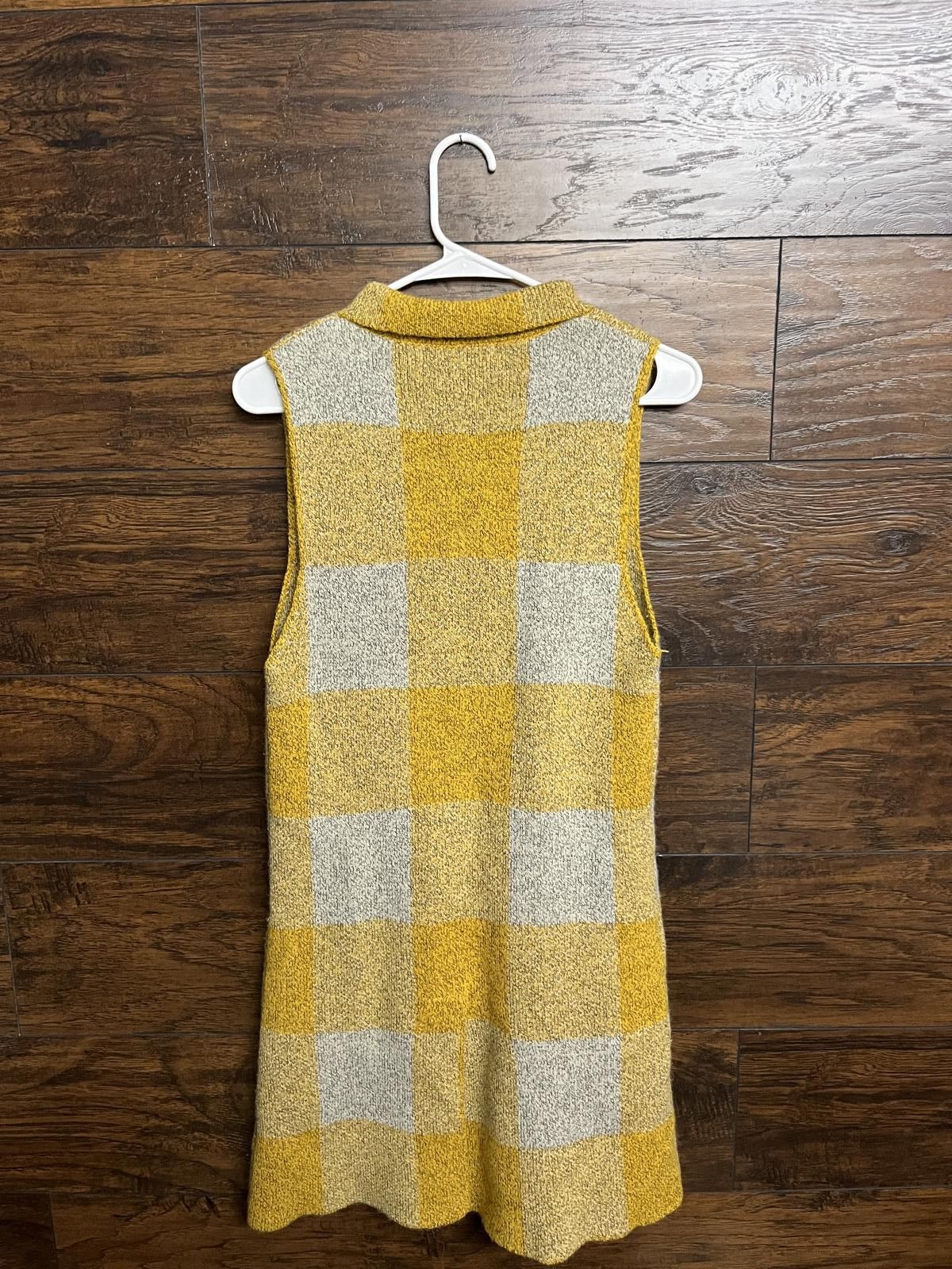 Designer Monteau LA Sleaveless Long Vest Butter Yellow Plaid - S Size S / US 4 / IT 40 - 2 Thumbnail