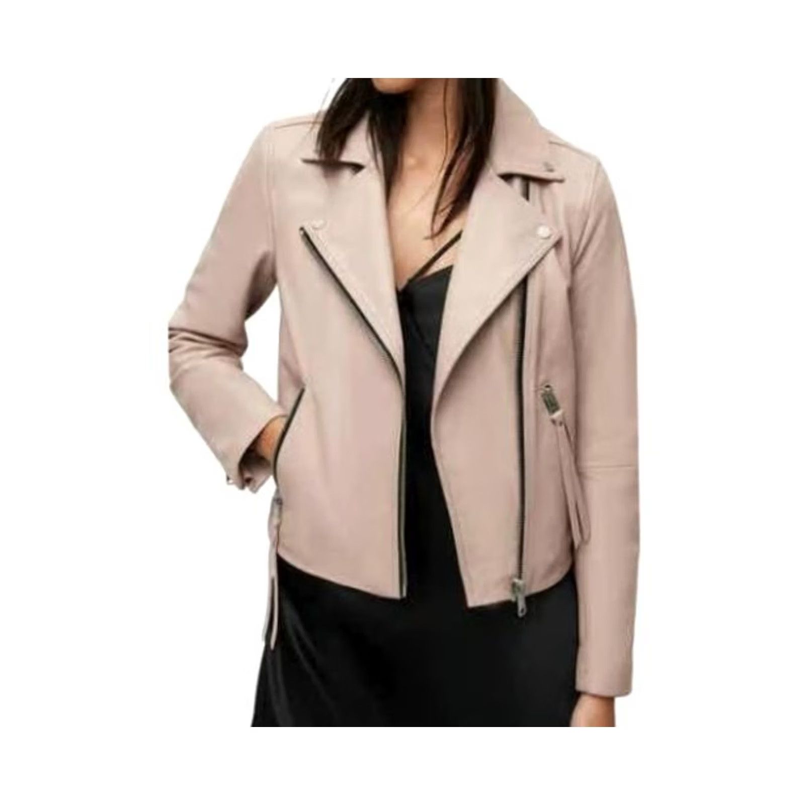 Allsaints AllSaints Dalby Lamb Leather Moto Biker Jacket Size US 10 Blush Pink Size L / US 10 / IT 46 - 2 Thumbnail