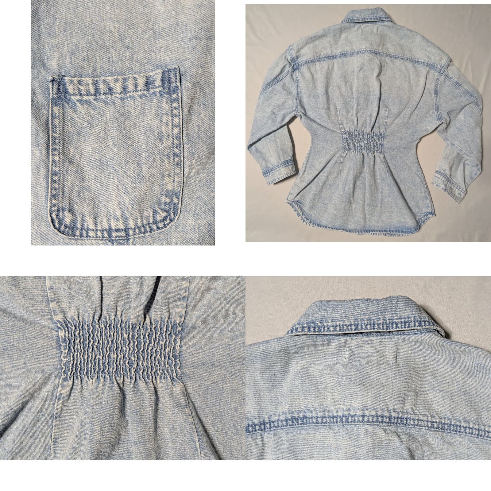 Vintage BLANKNYC Shacket Denim Snap Ruched Back Shirt Jacket Women Small Blue Size S / US 4 / IT 40 - 10 Thumbnail
