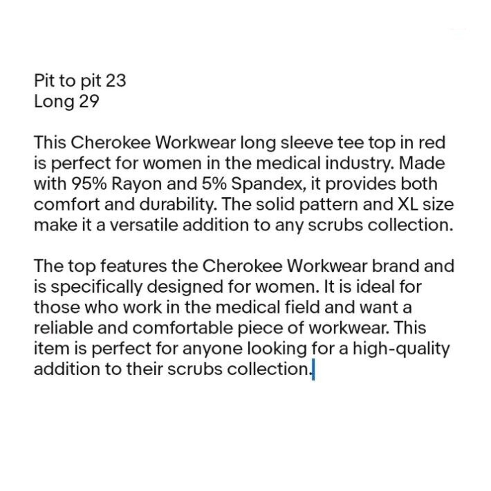 Cherokee Cherokee Women Scrubs Workwear Long Sleeve Top Red Size 2XL Size XXL / US 16-18 / IT 52-54 - 5 Thumbnail