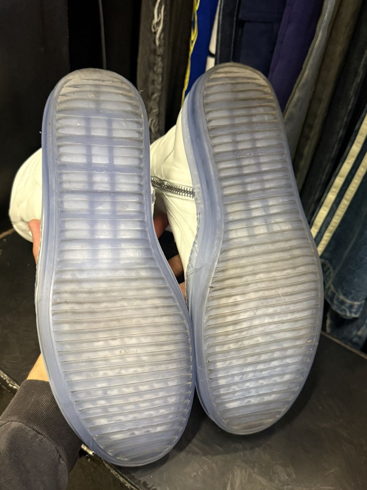 Rick Owens Rick owens geobasket chalk white blue transparent Size US 13 / EU 46 - 9 Thumbnail
