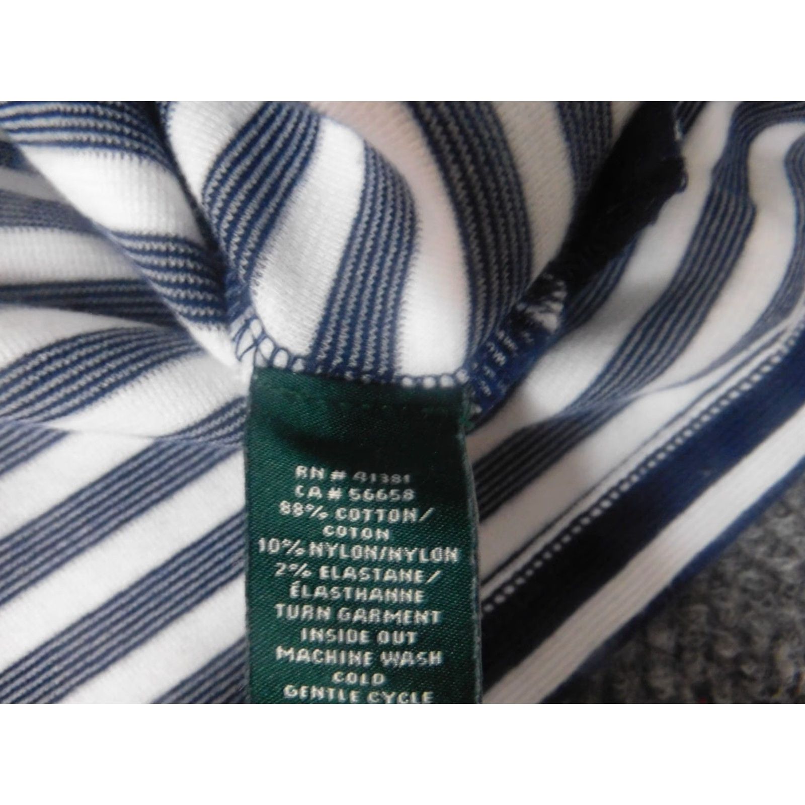 Ralph Lauren Lauren Ralph Lauren Blouse Womens Medium Blue Striped Pullover Short Sleeve Round Neck Stretch Casual Regular Size M / US 6-8 / IT 42-44 - 6 Thumbnail