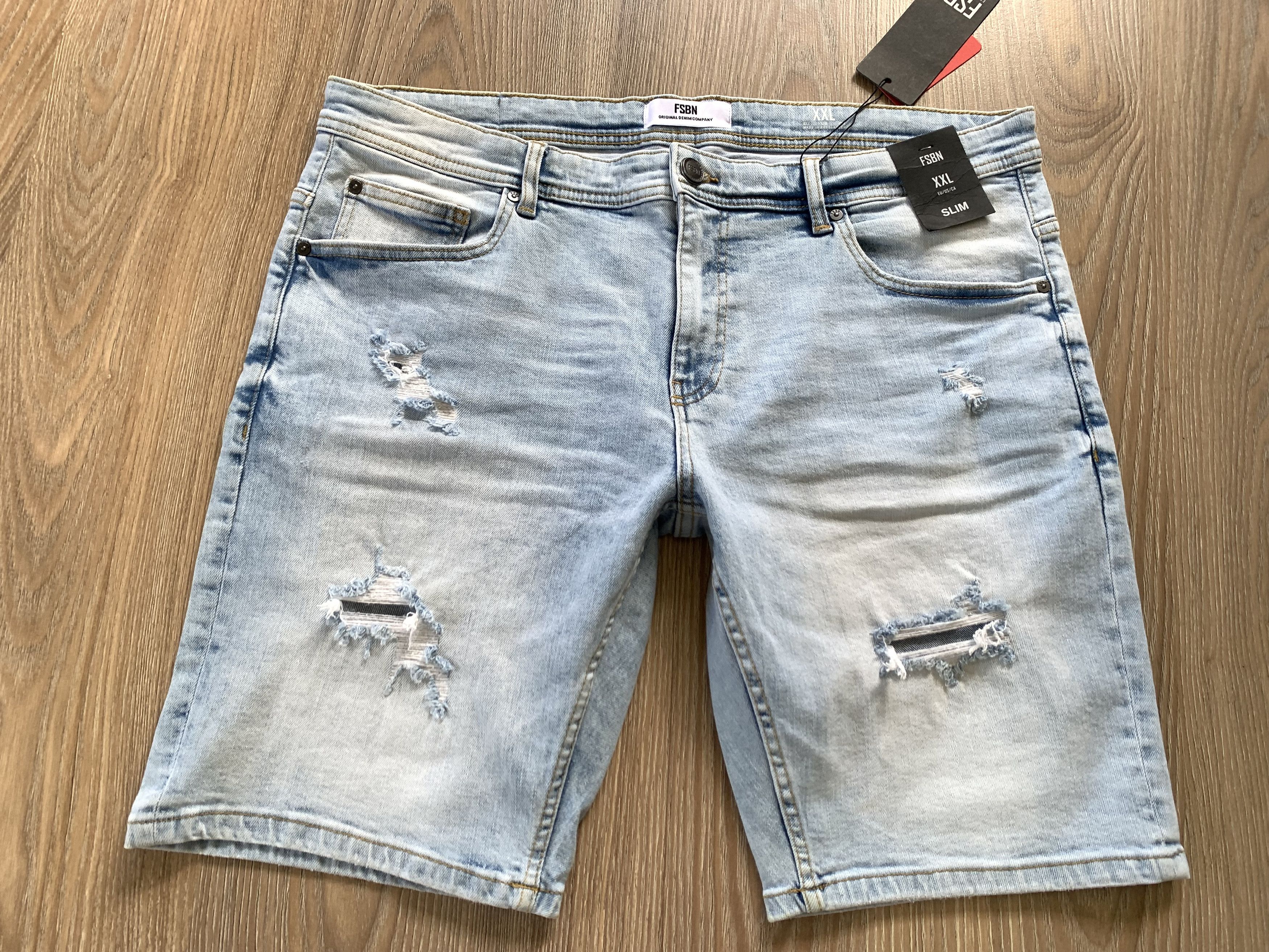 Other Fishbone Mens Slim Light Blue Distressed Denim Shorts Size US 40 / EU 56 - 2 Thumbnail