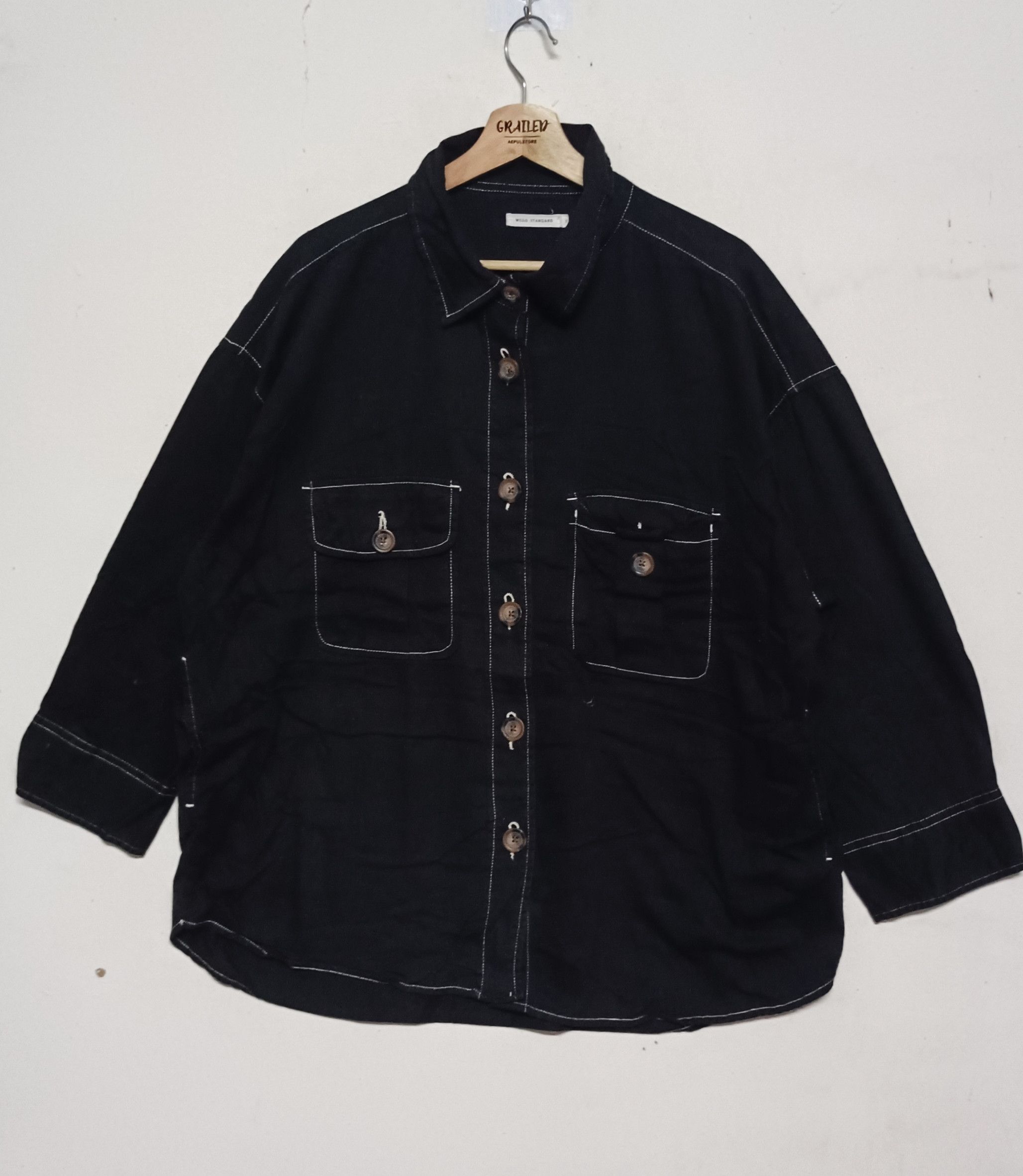 Japanese Brand × Vintage Wise Standard Super Black Button Up Jacket Size US XL / EU 56 / 4 - 1 Thumbnail