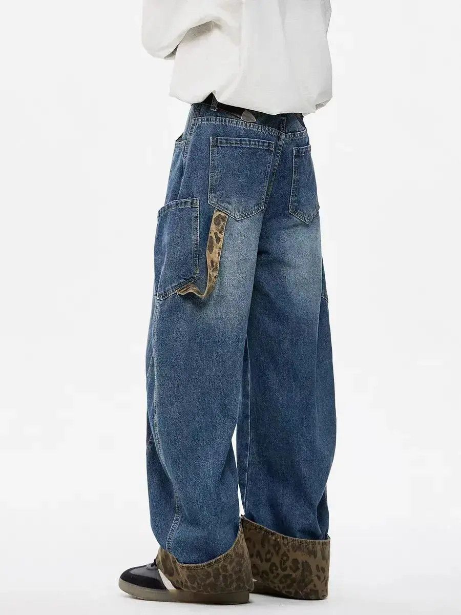 Japanese Brand Leopard print patchwork washed scimitar jeans Size US 32 / EU 48 - 3 Thumbnail