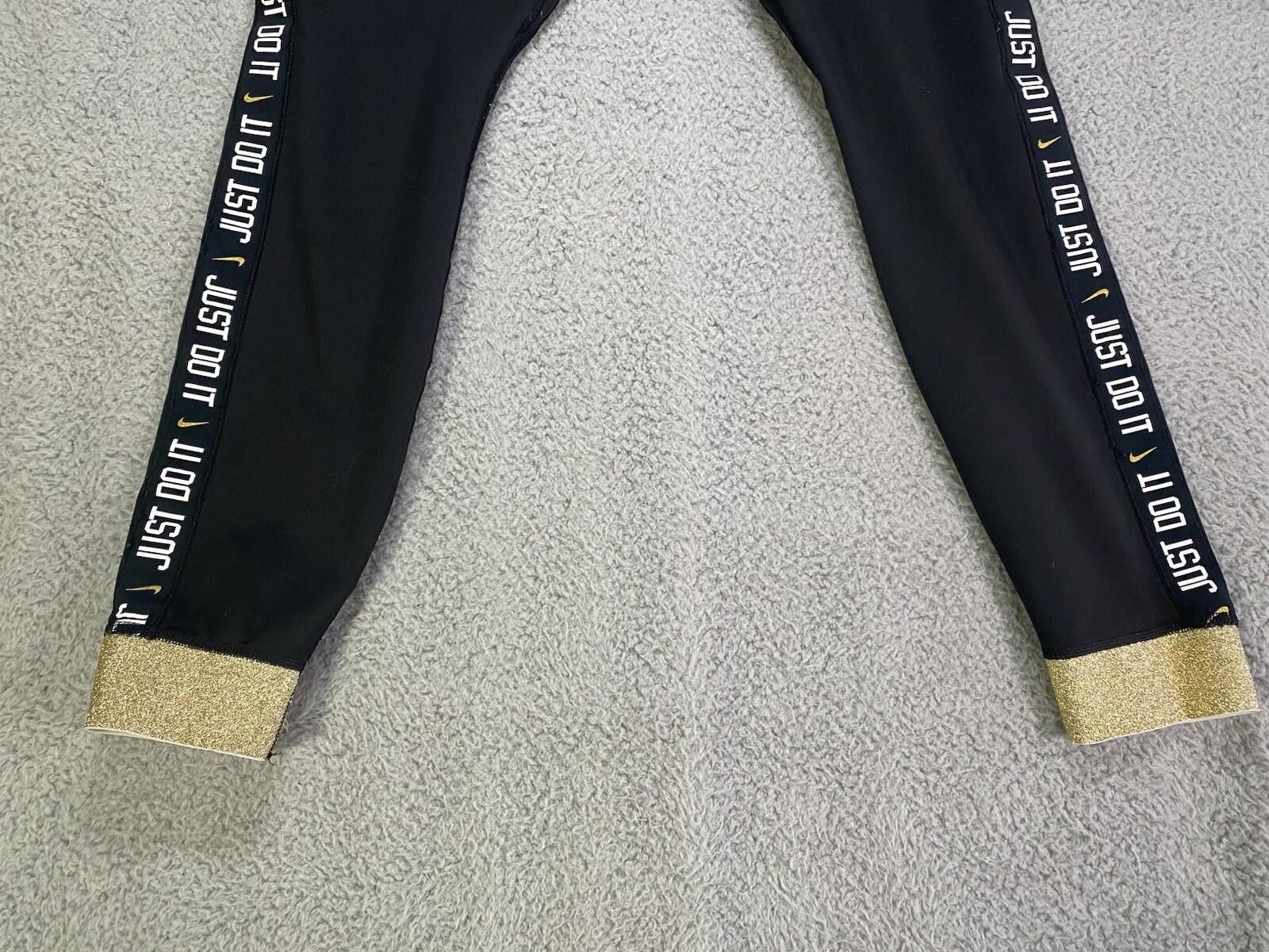 Nike Nike Dri-Fit Womens Leggings SZ Medium Black Gold Sparkles Size 32" / US 10 / IT 46 - 3 Thumbnail