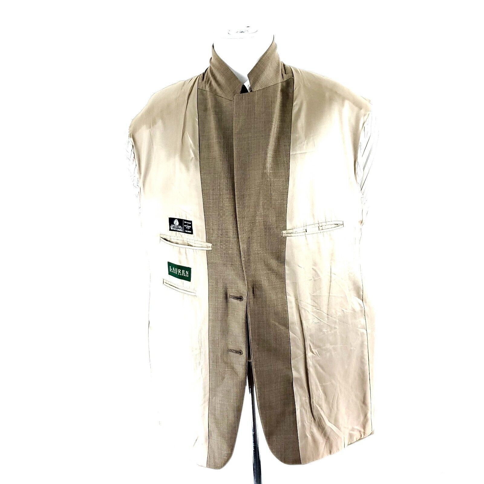 Lauren Ralph Lauren Lauren Ralph Lauren Wool 2 Button Blazer 44R Tan Glen Plaid Size 44R - 11 Thumbnail