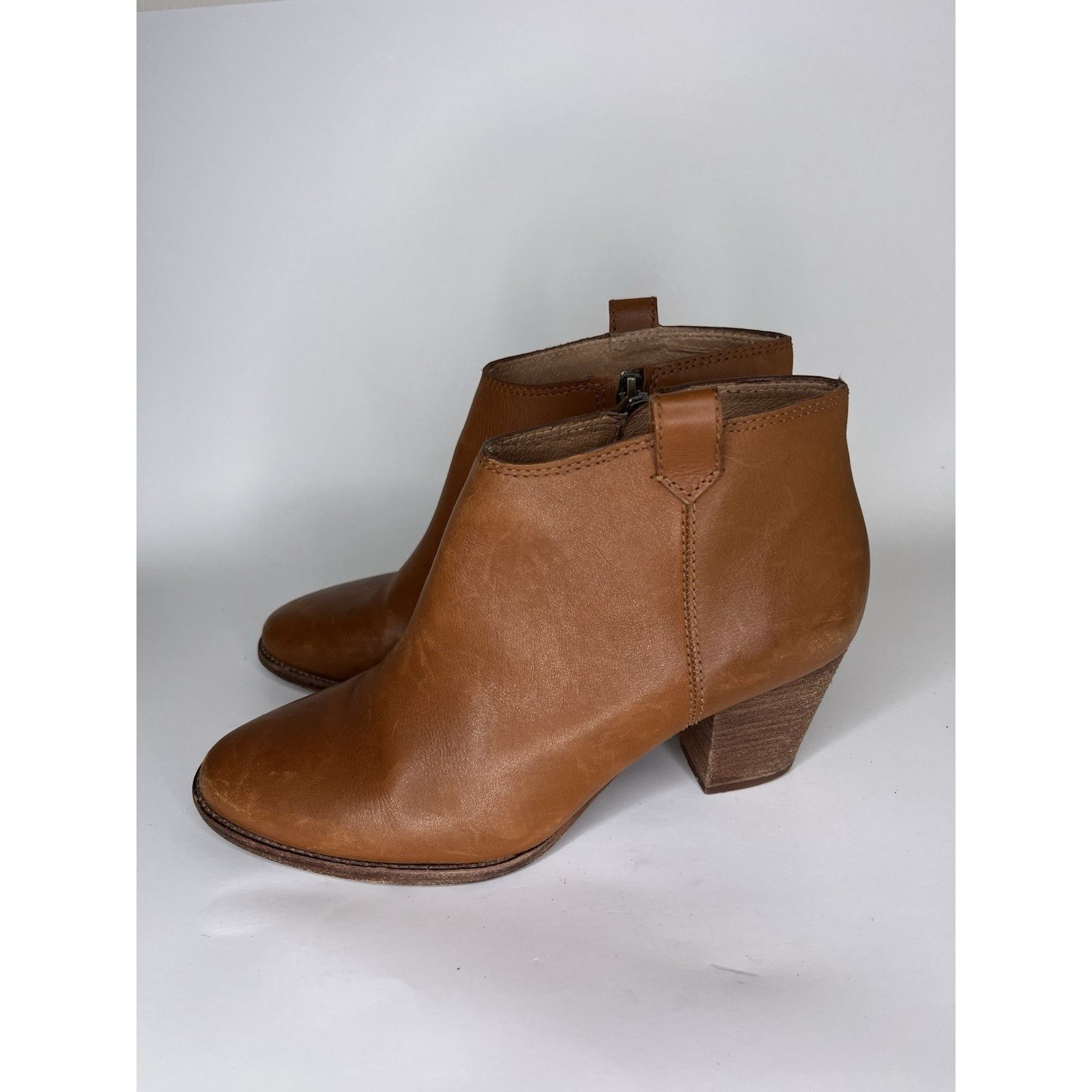 Madewell Madewell Brown Leather Side Zip Ankle Heel Booties Boots Wom Size US 10 / IT 40 - 3 Thumbnail
