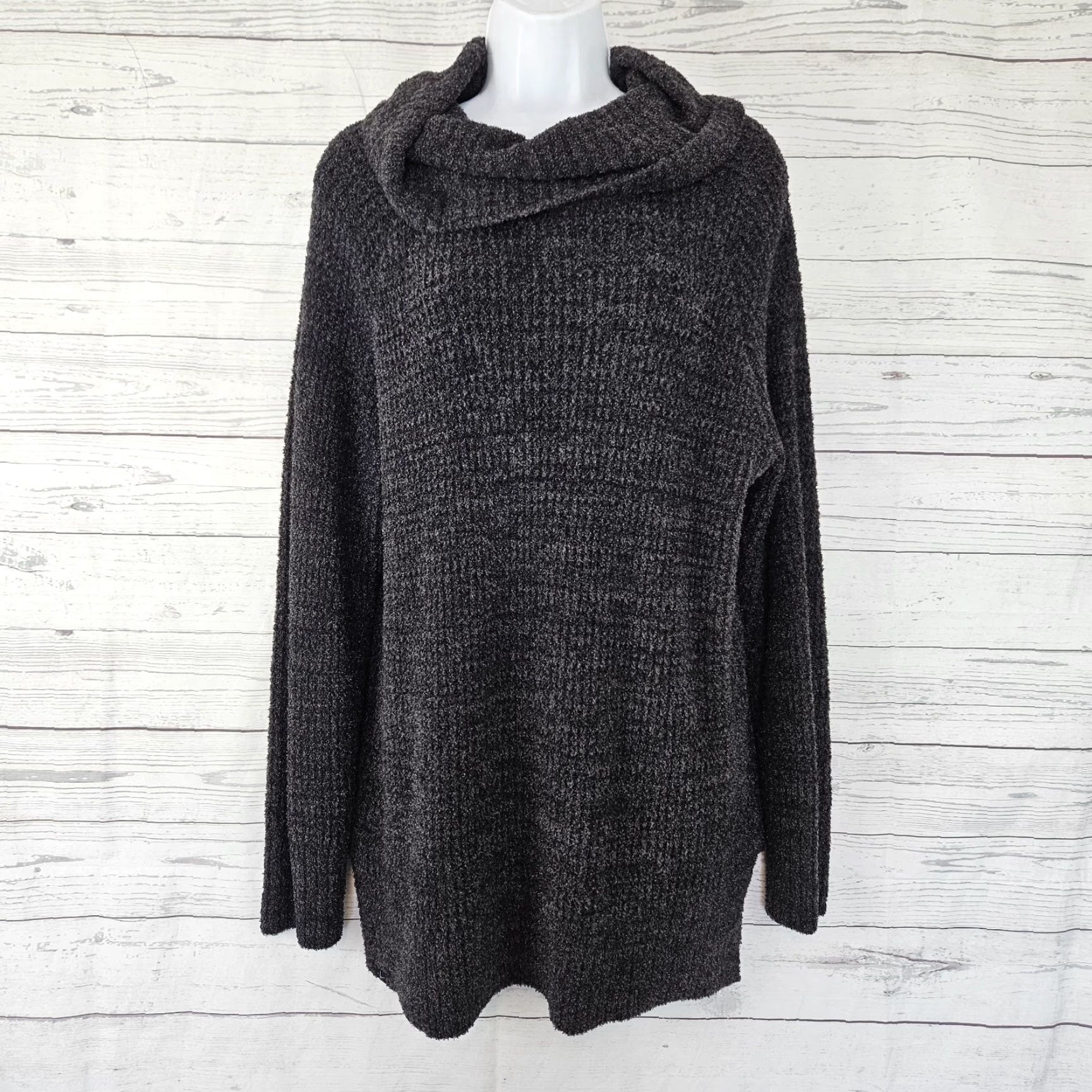Vintage Barefoot Dreams Womens CozyChic Lite Cowl Neck Sweater L Gray Pullover Shirt 90s? Size L / US 10 / IT 46 - 2 Thumbnail