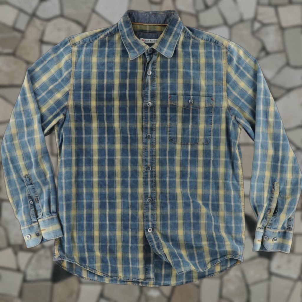 Vintage 32 Bar Blues Cotton Plaid Long Sleeve Button Up Shirt Blue Men M Size US M / EU 48-50 / 2 - 1 Thumbnail